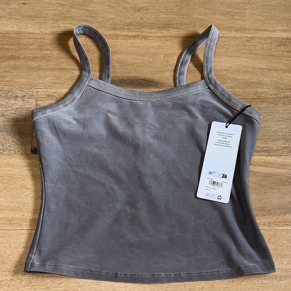 SOLD OUT cool grey wash Alosoft Sweet Talker Tank ALO new with tags small